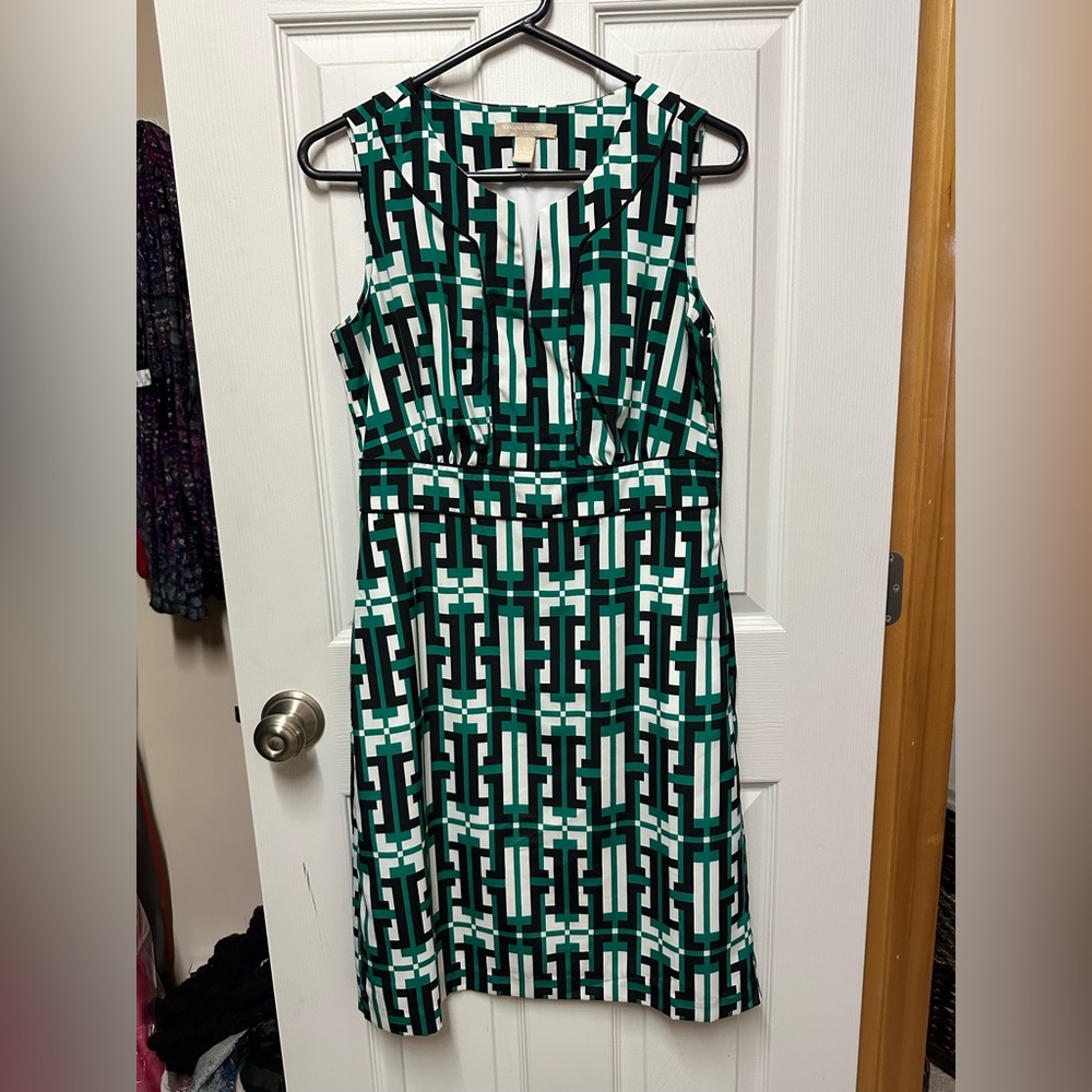 Banana Republic Geometric Green and Black Dress